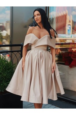 A-Line Off-the-Shoulder Simple Prom Dresses Formal Evening Gowns 601876