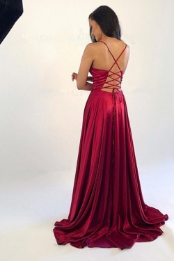 A-Line V-Neck Long Prom Dresses Formal Evening Gowns 601883