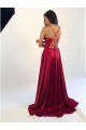 A-Line V-Neck Long Prom Dresses Formal Evening Gowns 601883