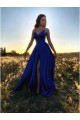 A-Line V-Neck Long Prom Dresses Formal Evening Gowns 601883