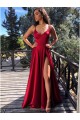 A-Line V-Neck Long Prom Dresses Formal Evening Gowns 601883