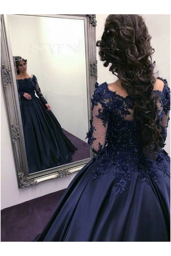 Ball Gown Lace Long Sleeves Prom Dresses Formal Evening Gowns 601886 Ball Gown Lace Long Sleeves Prom Dresses Formal Evening Gowns 601886
