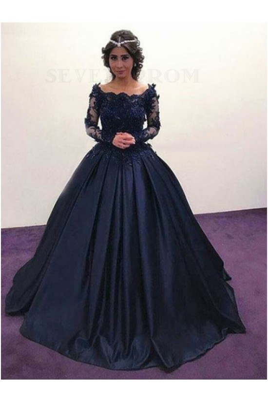 Ball Gown Lace Long Sleeves Prom Dresses Formal Evening Gowns 601886 Ball Gown Lace Long Sleeves Prom Dresses Formal Evening Gowns 601886