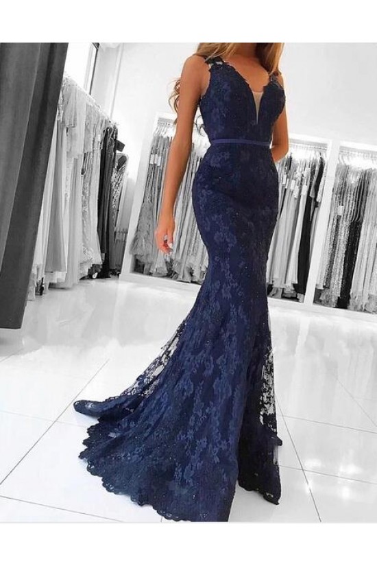 Mermaid Lace V-Neck Long Prom Dresses Formal Evening Gowns 601888 Mermaid Lace V-Neck Long Prom Dresses Formal Evening Gowns 601888