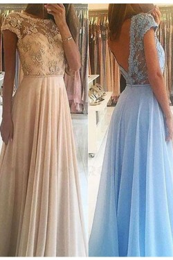 A-Line Beaded Lace Long Prom Dresses Formal Evening Gowns 601891