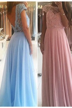 A-Line Beaded Lace Long Prom Dresses Formal Evening Gowns 601891