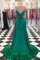 A-Line Two Pieces Green Long Prom Dresses Formal Evening Gowns 601892 A-Line Two Pieces Green Long Prom Dresses Formal Evening Gowns 601892