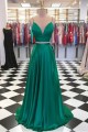 A-Line Two Pieces Green Long Prom Dresses Formal Evening Gowns 601892 A-Line Two Pieces Green Long Prom Dresses Formal Evening Gowns 601892
