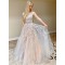 A-Line Beaded Lace Long Prom Dresses Formal Evening Gowns 601893