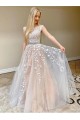 A-Line Beaded Lace Long Prom Dresses Formal Evening Gowns 601893