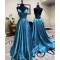 A-Line V-Neck Long Prom Dresses Formal Evening Gowns 601894