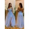 A-Line Lace Tulle V-Neck Long Prom Dresses Formal Evening Gowns 601895