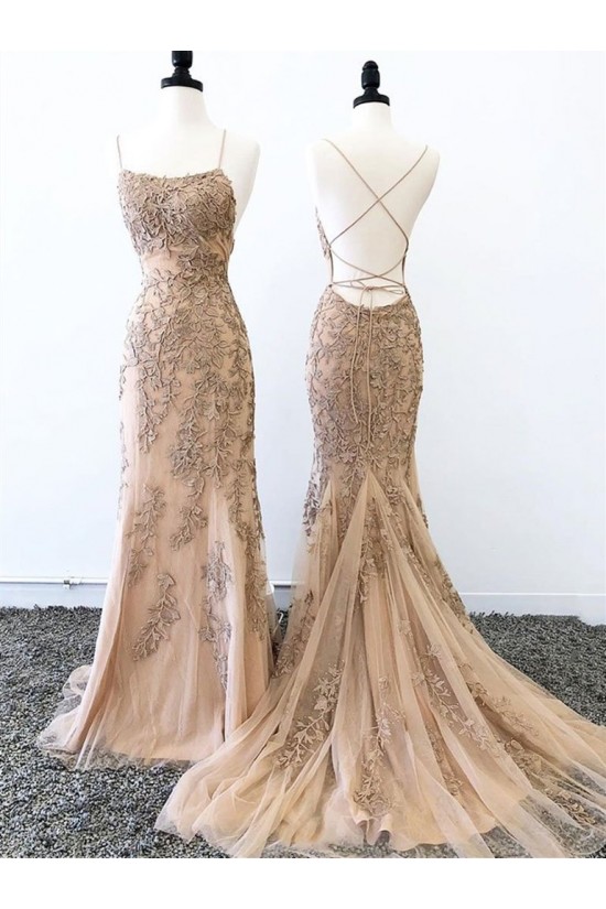 Elegant Mermaid Lace Long Prom Dresses Formal Evening Gowns 601896