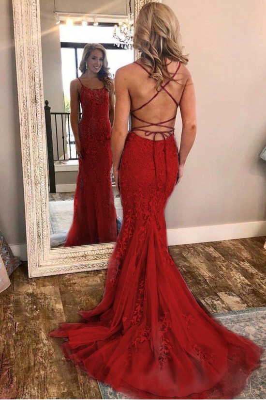 Elegant Mermaid Lace Long Prom Dresses Formal Evening Gowns 601896