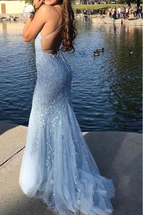 Elegant Mermaid Lace Long Prom Dresses Formal Evening Gowns 601896