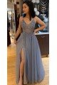 A-Line Beaded Long Prom Dresses Formal Evening Gowns 601898