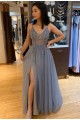 A-Line Beaded Long Prom Dresses Formal Evening Gowns 601898