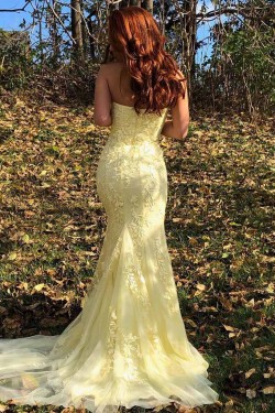 Mermaid Strapless Lace Long Prom Dresses Formal Evening Gowns 601903