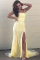 Mermaid Strapless Lace Long Prom Dresses Formal Evening Gowns 601903