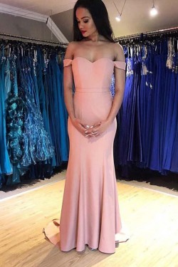 Mermaid Off-the-Shoulder Long Prom Dresses Formal Evening Gowns 601906