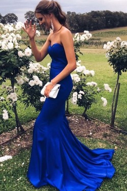 Mermaid Sweetheart Long Royal Blue Prom Dresses Formal Evening Gowns 601911