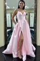 A-Line Long Pink V-Neck Long Prom Dresses Formal Evening Gowns 601919 A-Line Long Pink V-Neck Long Prom Dresses Formal Evening Gowns 601919