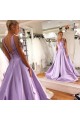 A-Line V-Neck Long Satin Prom Dresses Formal Evening Gowns 601921 A-Line V-Neck Long Satin Prom Dresses Formal Evening Gowns 601921