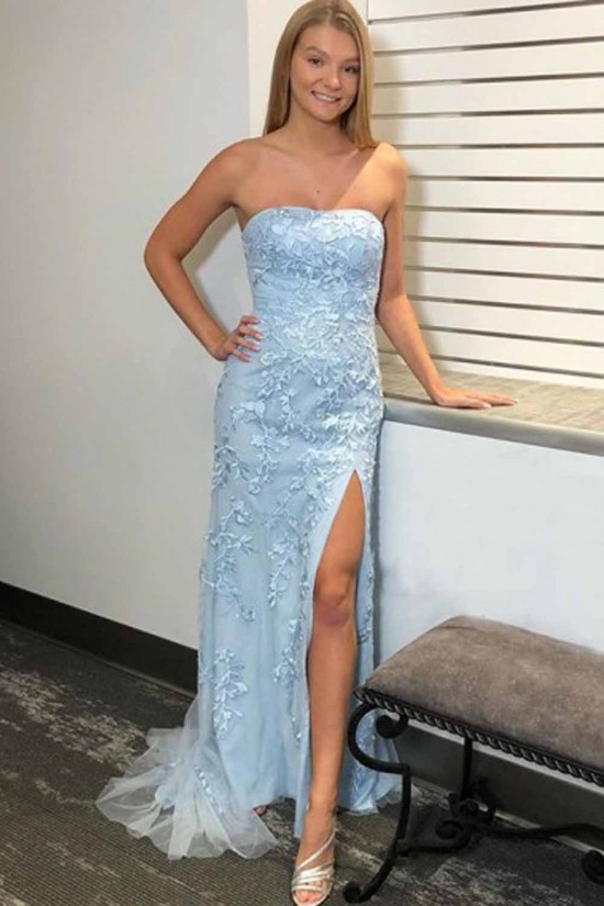 Elegant Lace Strapless Long Prom Dresses Formal Evening Gowns 601925