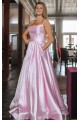 A-Line Spaghetti Straps Satin Long Prom Dresses Formal Evening Gowns 601927