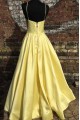 A-Line Spaghetti Straps Satin Long Prom Dresses Formal Evening Gowns 601927