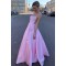 A-Line Spaghetti Straps Satin Long Prom Dresses Formal Evening Gowns 601927