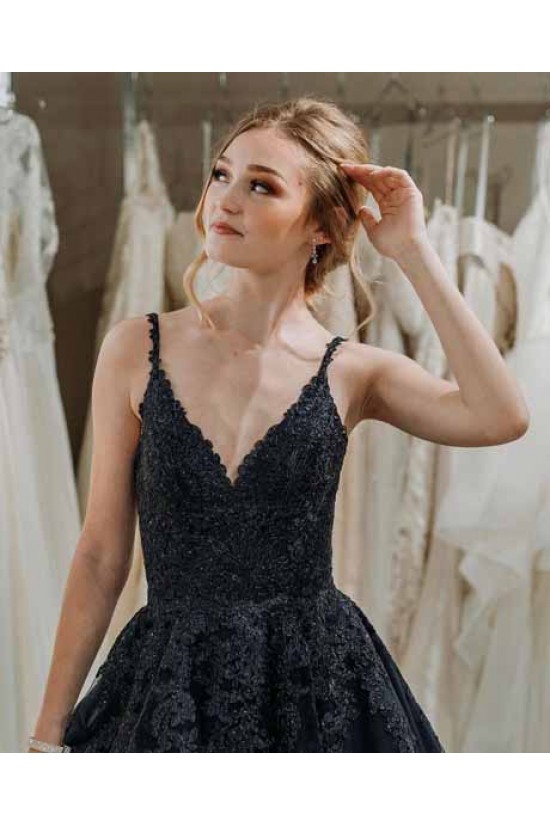 A-Line Spaghetti Straps Long Black Prom Dresses Formal Evening Gowns 601928 A-Line Spaghetti Straps Long Black Prom Dresses Formal Evening Gowns 601928