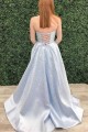 A-Line Strapless Long Prom Dresses Formal Evening Gowns 601929