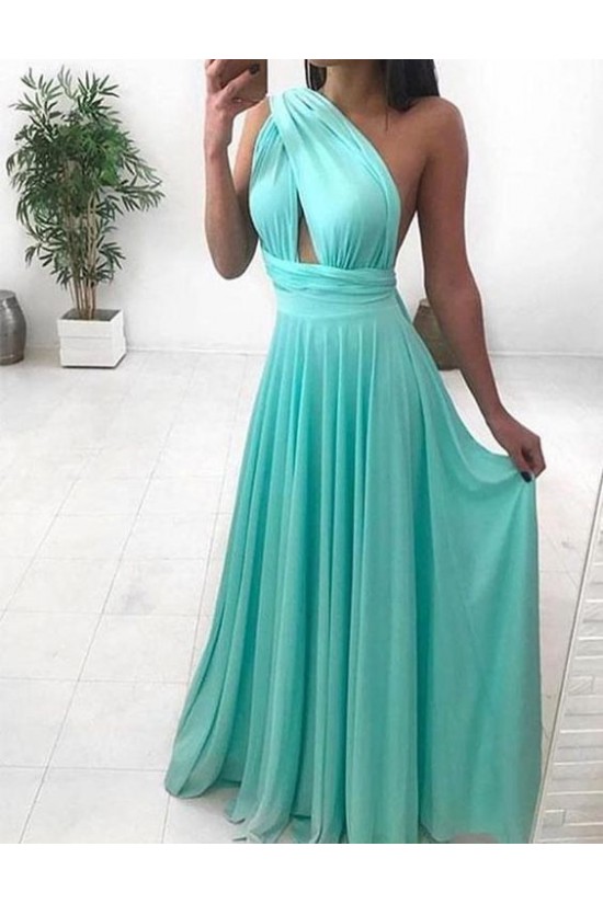 A-Line Long Chiffon One Shoulder Prom Dresses Formal Evening Gowns 601932 A-Line Long Chiffon One Shoulder Prom Dresses Formal Evening Gowns 601932