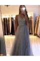 A-Line Beaded Lace Long Prom Dresses Formal Evening Gowns 601935