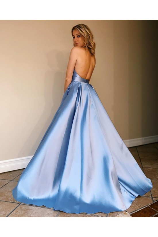 A-Line Backless V-Neck Long Prom Dresses Formal Evening Gowns 601938 A-Line Backless V-Neck Long Prom Dresses Formal Evening Gowns 601938