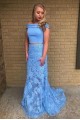 Elegant Two Pieces Off-the-Shoulder Lace Appliques Long Prom Dresses Formal Evening Gowns 601940 Elegant Two Pieces Off-the-Shoulder Lace Appliques Long Prom Dresses Formal Evening Gowns 601940