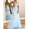 Mermaid Strapless Lace Tulle Long Prom Dresses Formal Evening Gowns 601943