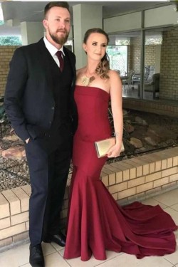 Mermaid Strapless Long Prom Dresses Formal Evening Gowns 601946