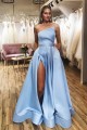 A-Line Satin Long Prom Dresses Formal Evening Gowns 601949