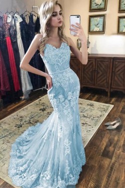 Mermaid Sweetheart Lace Long Prom Dresses Formal Evening Gowns 601950