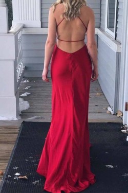 Long Red V-Neck Prom Dresses Formal Evening Gowns 601953