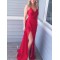 Long Red V-Neck Prom Dresses Formal Evening Gowns 601953