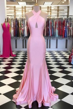 Mermaid Long Pink Prom Dresses Formal Evening Gowns 601958