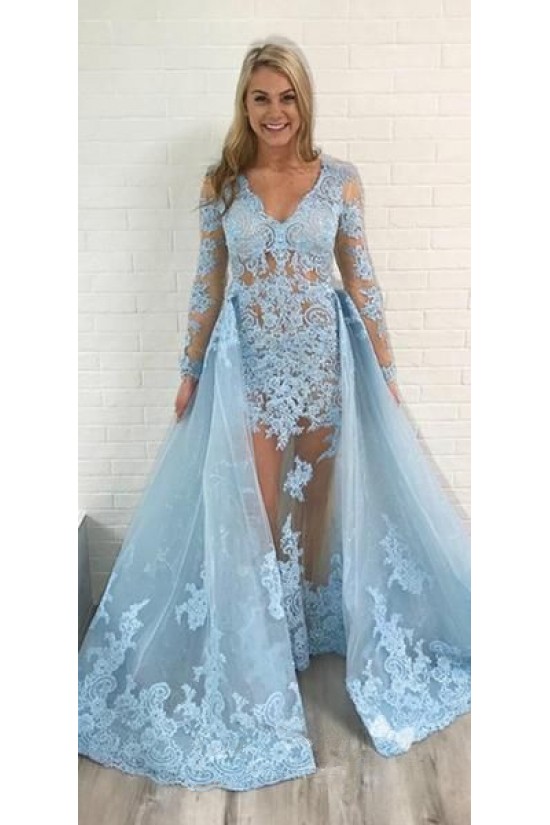 Long Sleeves Lace V-Neck Prom Dresses Formal Evening Gowns 601962 Long Sleeves Lace V-Neck Prom Dresses Formal Evening Gowns 601962