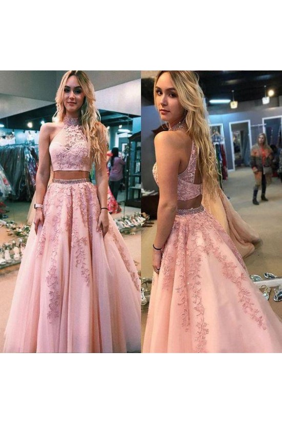 A-Line Beaded Lace Two Pieces Long Prom Dresses Formal Evening Gowns 601964 A-Line Beaded Lace Two Pieces Long Prom Dresses Formal Evening Gowns 601964