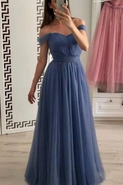 A-Line Off-the-Shoulder Long Prom Dresses Formal Evening Gowns 601965