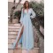 A-Line Chiffon Long Sleeves V-Neck Formal Evening Dresses Party Gowns 601966