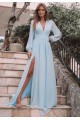 A-Line Chiffon Long Sleeves V-Neck Formal Evening Dresses Party Gowns 601966 A-Line Chiffon Long Sleeves V-Neck Formal Evening Dresses Party Gowns 601966