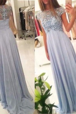 A-Line Beaded Long Prom Dresses Formal Evening Gowns 601967